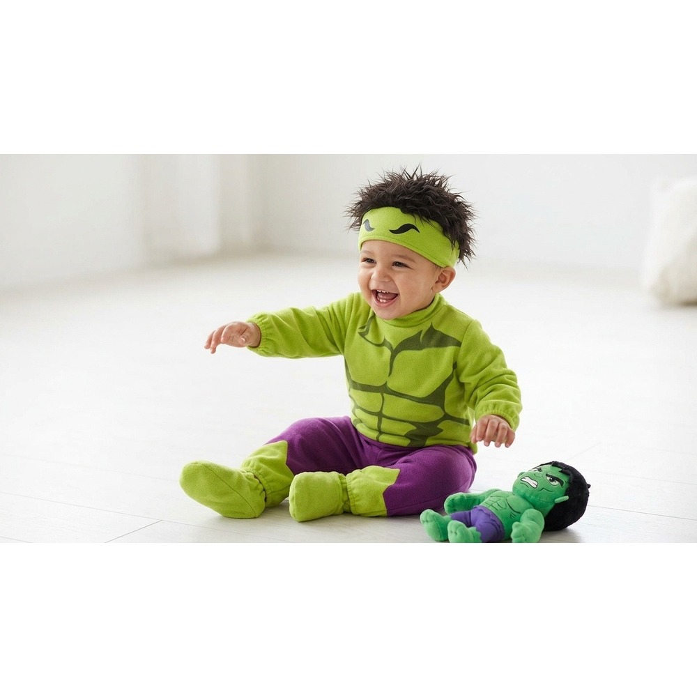Hulk Costume Baby Boy Marvel Rubies Hulk Infant Green Purple Romper 0-6 Month